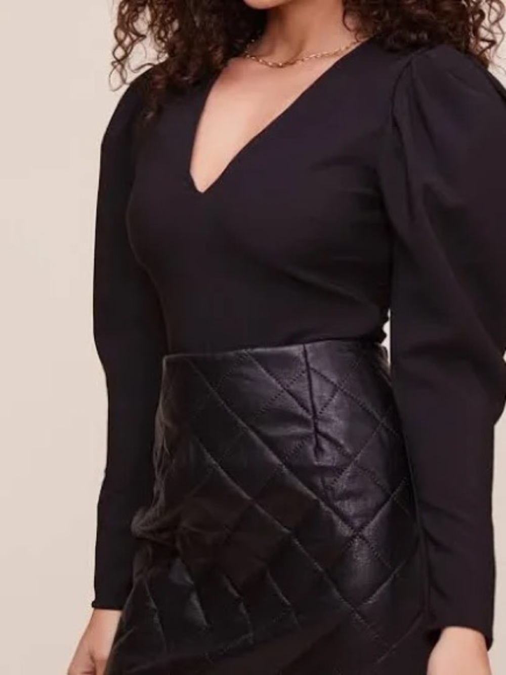 ASTR the label black bodysuit puff sleeves